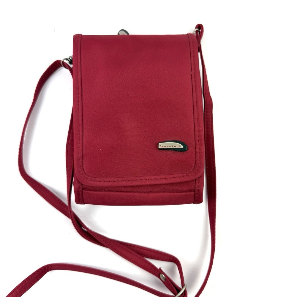 Travelon Mini Crossbody Bag Red Nylon  Compact Travel RFID Organizer Purse